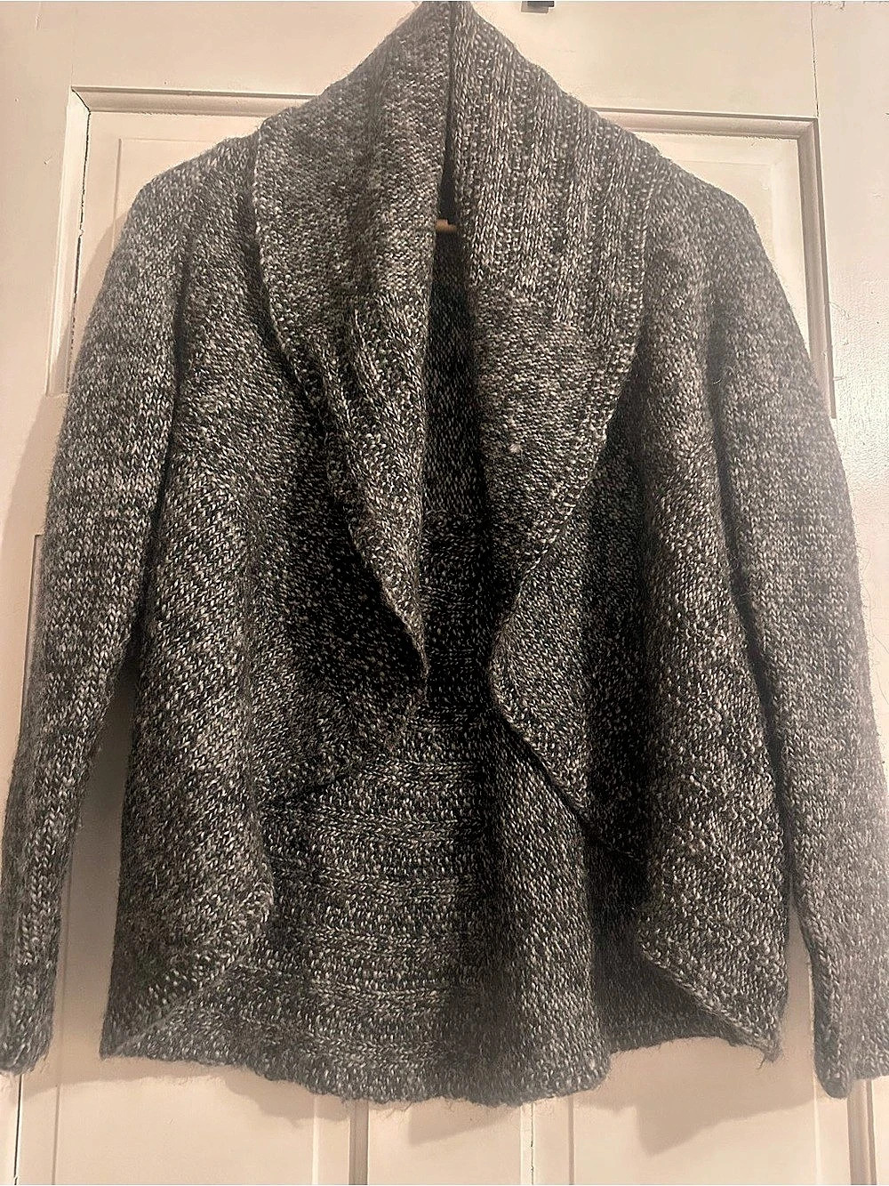 Elena Solano Open Front Cardigan in Gray Size Small Wool Blend
